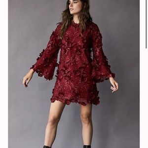 Free People Red Appliqué Dress